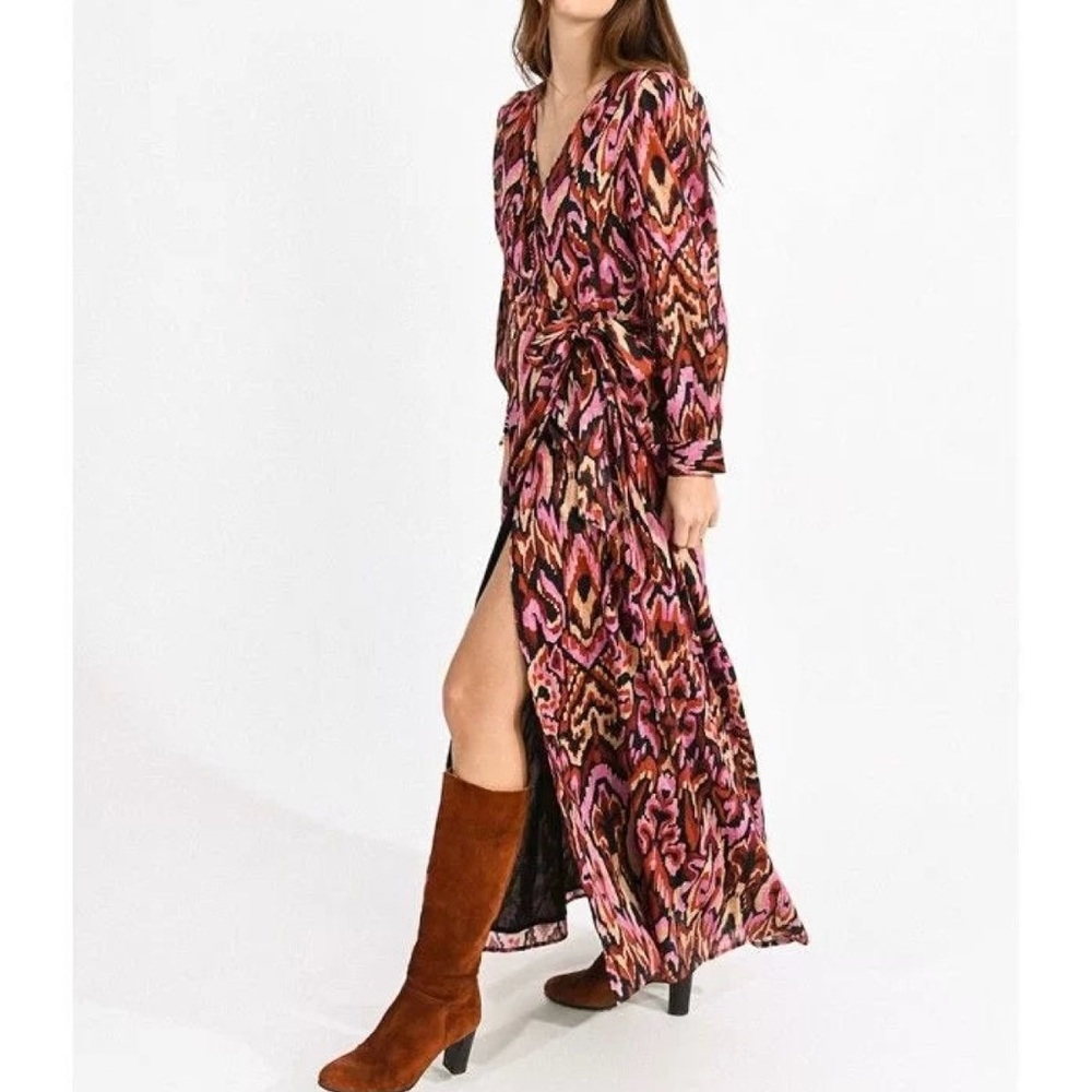 Molly Bracken Maxi  Wrap  Cotton Multi Color Dress